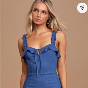 Days Like This Royal Blue Sleeveless Ruffled Mini Dress XS